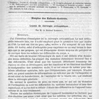 0633 - Page 625 - Comité de rédaction / Sommaire / Hospice des enfants-assistés. Leçons de chirurgie orthopédique, par M. le docteur Kirmisson