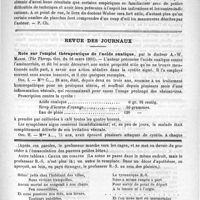 0683 - Page 675 - Bibliothèque. Traité de massothérapie, par le docteur A.-S. Weber. - Paris, G. Masson, 1891 / Revue des journaux. Note sur l'emploi thérapeutique de l'acide oxalique, par le docteur A.-W. Marsh. (The Therap. Gaz. du 16 mars 1891) / Feuilleton. Causerie