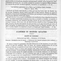 0701 - Page 693 - Bibliothèque. Recueil de faits cliniques, 1885-1886, par MM. H. Bernheim et P. Simon. Paris, O. Doin, 1890 / Les erreurs scientifiques de la bible, par le docteur Emile Ferrière. Paris, F. Alcan, 1891 / Académies et sociétés savantes. Société de chirurgie. Séance du 6 mai 1891