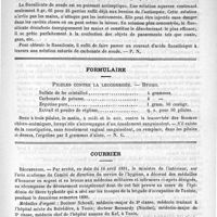 0703 - Page 695 - De quelques nouvelles médications. Thérapie de l'ozène, par le docteur P. Meyjer... (Revue de laryngologie, 1891, 7) / Fluosilicate de sodium, par M. Crosky (Scalpel, 1891) / Formulaire. Pilules contre la leucorrhée. - Braun / Courrier. Récompenses