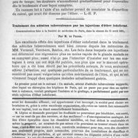 0718 - Page 710 - Bulletin / Traitement des adénites tuberculeuses par les injections d'éther iodoformé. Communication faite à la société de médecine de Paris, dans la séance du 11 avril 1891, par M. De Pezzer / Feuilleton. Causerie. Il nous faut des réformes, n'en fût-il plus au monde !.....