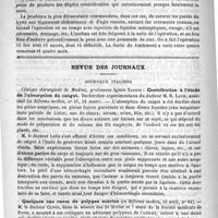 0726 - Page 718 - Revue de chirurgie. Les kystes du pancréas / Revue des journaux. Journaux italiens. Contribution à l'étude de l'absorption du catgut (in Riforma medica, n° 61, 18 mars) / Quelques cas rares de polypes utérins (in Riforma medica, 15 avril, n° 84)