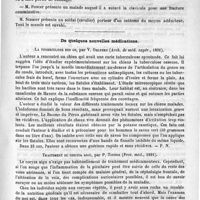 0799 - Page 791 - Académies et sociétés savantes. Société de chirurgie. Séance du 27 mai 1891 / De quelques nouvelles médications. La tuberculose des os, par V. Ohlfers (Arch. de méd. expér., 1891) / Traitement du coryza aigu, par P. Tissier (Prov. méd., 1891)