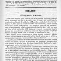 0813 - Page 805 - Comité de rédaction / Sommaire / Bulletin. La future faculté de Marseille