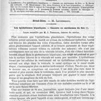 0825 - Page 817 - Comité de rédaction / Sommaire / Hôtel-Dieu. - M. Lancereaux. Les épithéliomes hépatiques. - Cancers ou carcinomes du foie. Leçon recueillie par M. J. Thiroloix...