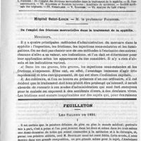 0837 - Page 829 - Comité de rédaction / Sommaire / Hôpital Saint-Louis. - M. le professeur Fournier. De l'emploi des frictions mercurielles dans le traitement de la syphilis / Feuilleton. Les salons de 1891