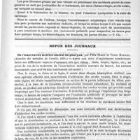 0869 - Page 861 - Revue des thèses. De curettage de l'utérus dans les affections péri-utérines, les fibromes et le cancer de l'utérus, par Manuel Cuellar. - Paris, Steinheil, 1891 / Revue des journaux. De l'innervation motrice central du pharynx, par Félix Sémon et Victor Horsley. (Annales des maladies de l'oreille, 1891) / Le spasme de la glotte, par le docteur Gay. (Annales des maladies de l'oreille, 1891)