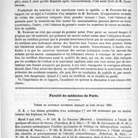 0882 - Page 874 - Académies et sociétés savantes. Académie de médecine. Séance du 16 juin 1891 / Faculté de médecine de Paris. Thèses de doctorat soutenues pendant le mois de mai 1891