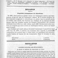 0885 - Page 877 - Comité de rédaction / Sommaire / Bulletin. Propriétés antiseptiques du chloroforme / Feuilleton. Sociétés savantes des départements. La société de médecine du département de l'Aisne