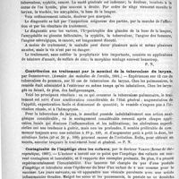 0930 - Page 922 - Revue des journaux. Des lésions de la gorge dans le rhumatisme, par Fletcher-Ingals. (Annales des maladies de l'oreille, 1891) / Contribution au traitement par le menthol de la tuberculose du larynx, par Ossendowsky. (Annales des maladies de l'oreille, 1891) / Contagiosité de l'impétigo chez les enfants, par le docteur Variot (Revue de thérapeutique, 1891)