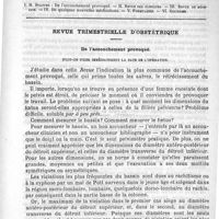 0933 - Page 925 - Comité de rédaction / Sommaire / Revue trimestrielle d'obstétrique. De l'accouchement provoqué. Peut-on fixer immédiatement la date de l'opération
