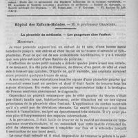 0005 - Page 1 - Comité de rédaction / Sommaire / Hôpital des Enfants-Malades. - M. le Professeur Grancher. La pleurésie du médiastin. - Les gangrènes chez l'enfant