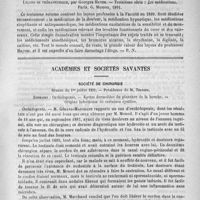 0041 - Page 33 - Bibliothèque. Hygiène des gens nerveux, par le Docteur F. Levillain. - Paris, Alcan, 1891 / Leçons de thérapeutique, par Georges Hayem. - Troisième série : Les médications. Paris. G. Masson, 1891 / Académies et sociétés savantes. Société de chirurgie. Séance du 1er juillet 1891