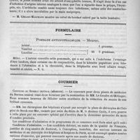 0043 - Page 35 - Académies et sociétés savantes. Société de chirurgie. Séance du 1er juillet 1891 / Formulaire. Pommade antiophthalmique. - Meurer / Courrier. Concours du Bureau central (médecine)