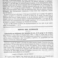 0099 - Page 91 - Bibliothèque. L'escrime et le duel, par C. Prévost et G. Jollivet... - Librairie Hachette / Revue des journaux. Contribution au traitement des maladies du nez, de la gorge et du larynx, par le Docteur S. Loeri (Revue de laryngocologie, 1891) / Feuilleton. Causerie
