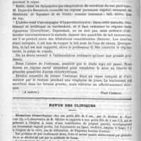 0110 - Page 102 - La diététique des maladies de l'estomac (A suivre) [Paul Chéron] / Revue des cliniques. Rhumatisme blennorrhagique chez une petite fille de 5 ans, par le Docteur A. Ollivier