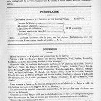 0127 - Page 119 - Académies et sociétés savantes. Société médicale des hôpitaux. Séance du 17 juillet / Formulaire. Liniment contre la goutte et le rhumatisme. - Satterlee / Courrier. Légion d'honneur / L'eau potable à Paris
