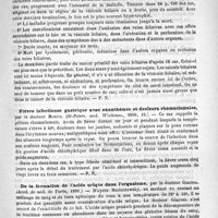 0137 - Page 129 - Revue des journaux. Le cancer primitif des voies biliaires, par le Docteur Musser (Brochure, Philadelphie, 1889) / Fièvre infectieuse gastrique avec exanthèmes et douleurs rhumatismales, par le Docteur Moritz (St-Peters, med. Wochensc., 1890, 16) / De la formation de l'acide urique dans l'organisme, par le Docteur Giacosa (Acad. de méd. de Turin, 1890)