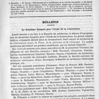 0153 - Page 145 - Comité de rédaction / Sommaire / Bulletin. Le deuxième Congrès pour l'étude de la tuberculose