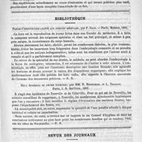 0161 - Page 153 - Revue de chirurgie. Sommaire : Catgut ou fil de soie. - La gouttière de sable dans le traitement des fractures. - La fièvre dans les fractures simples (Arch. f. Klin. chir., 1891, t. TLI) / Bibliothèque. Précis d'embryologie adapté aux sciences médicales, par P. Gilis. - Paris, Masson, 1891 / Deux épidémies de fièvre typhoïde, par MM. P. Brouardel et L. Thoinot. Paris, J.-B. Baillière, 1891 / Revue des journaux. De la dysphonie nerveuse chronique, par M. E. Brissaud (Revue de laryngologie, 1891)