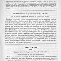 0165 - Page 157 - Comité de rédaction / Sommaire / Des difficultés du diagnostic en médecine infantile, par le Docteur Descroizilles... / Feuilleton. Résultats du premier Congrès pour l'étude de la tuberculose, par le Docteur L.-H. Petit...