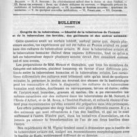 0177 - Page 169 - Comité de rédaction / Sommaire / Bulletin. Congrès de la tuberculose. - Identité de la tuberculose de l'homme et de la tuberculose des bovidés, des gallinacés et des autres animaux