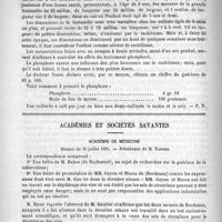 0184 - Page 176 - Revue des journaux. Diagnostic précoce du rachitisme et traitement phosphoré. (Rev. de thér. méd. chir.) / Académies et sociétés savantes. Académie de médecine. Séance du 28 juillet 1891