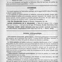 0188 - Page 180 - Formulaire. Pommade contre la pigmentation des femmes enceintes / Courrier / Bulletin bibliographique. Aide-mémoire d'anatomie pathologique, d'histologie pathologique et de technique des autopsies, par le Professeur Paul Lefort...