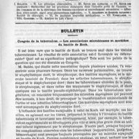 0189 - Page 181 - Comité de rédaction / Sommaire / Bulletin. Congrès de la tuberculose. - Les associations microbiennes et morbides du bacille de Koch