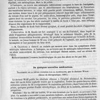 0211 - Page 203 - Académies et sociétés savantes. Société médicale des hôpitaux. Séance du 31 juillet / De quelques nouvelles médications. Traitement de la fièvre typhoïde par la naphtaline, par le Docteur Wolff. (Revue de thérapeutique, 1891)
