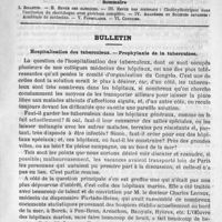 0213 - Page 205 - Comité de rédaction / Sommaire / Bulletin. Hospitalisation des tuberculeux. - Prophylaxie de la tuberculose.