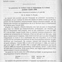 0264 - Page 256 - Bulletin. L'hérédité de la tuberculose. - La mortalité de la première enfance par tuberculose / La protection de l'enfance dans le département de la Seine pendant l'année 1889. Lecture faite à l'Académie de médecine de 11 août 1891, par le Docteur R. Blache