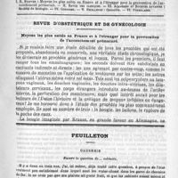 0417 - Page 409 - Comité de rédaction / Sommaire / Revue d'obstétrique et de gynécologie. Moyens les plus usités en France et à l'étranger pour la provocation de l'accouchement prématuré / Feuilleton. Causerie