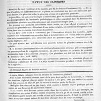 0423 - Page 415 - Revue d'obstétrique et de gynécologie. Moyens les plus usités en France et à l'étranger pour la provocation de l'accouchement prématuré (A suivre) [H. Stapfer] / Revue des cliniques. Pleurésie du stade roséolique de la syphilis, par M. le Docteur Chantemesse / Feuilleton. Causerie [Simplissime] / Pommade contre l'acné. - Unna