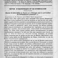 0429 - Page 421 - Comité de rédaction / Sommaire / Revue d'obstétrique et de gynécologie. Moyens les plus usités en France et à l'étranger pour la provocation de l'accouchement prématuré