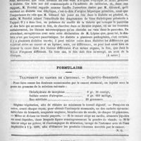 0451 - Page 443 - Sociétés savantes des départements. Sociétés de médecine de Lyon (1er semestre 1891) (A suivre) / Formulaire. Traitement du cancer de l'estomac. - Dujardin-Beaumetz / Courrier