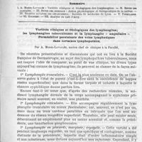 0477 - Page 469 - Comité de rédaction / Sommaire / Variétés cliniques et étiologiques des lymphangites ; les lymphangites tuberculeuses et la lymphangite "ampullaire". Perméabilité persistante des voies lymphatiques dans certaines lymphopaties, par A. Morel-Lavallée...
