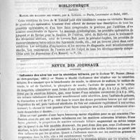 0509 - Page 501 - Revue des cliniques. Etude générales sur les substances solubles d'origine microbienne, par MM. Arloing et Courmont / Bibliothèque. Manuel des maladies des femmes, par A. Lutaud. - Paris, Lecrosnier et Babé, 1891 / Revue des journaux. Influence des alcalins sur la sécrétion biliaire, par le Docteur W. Nissen. (Revue de thérapeutique, 1891)