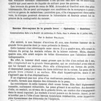 0564 - Page 556 - Bulletin. La contagion du cancer / Enorme fibro-myome de la grande lèvre. - Opération. - Guérison. Communication faite à la Société de médecine de Paris, dans la séance du 11 juillet 1891, par le Docteur Polaillon