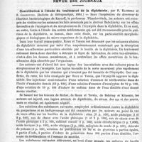 0640 - Page 632 - Bibliothèque. Entretiens chirurgicaux faits à l'hôpital Saint-Jean pendant les années 1886 à 1890, par le Docteur J. Thiriar. - Bruxelles, Manceaux, 1891 / Revue des journaux. Contribution à l'étude du traitement de la diphtérie, par P. Kastenko et F. Grabowski. (Bulletin de thérapeutique, 1891)
