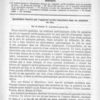 0645 - Page 637 - Comité de rédaction / Sommaire / Symptômes fournis par l'appareil cardio-vasculaire dans les maladies du foie, par le Docteur F. Labadie-Lagrave