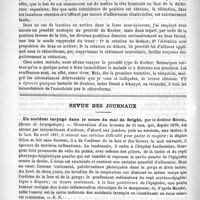 0700 - Page 692 - Revue des cliniques. Les méthodes dites de douceur dans les luxations de l'épaule, par M. le Dentu / Revue des journaux. Un accident laryngé dans le cours du mal de Bright, par le Docteur Mendel. (Revue de laryngologie) / Académies et sociétés savantes. Académie de médecine. Séance du 10 novembre 1891