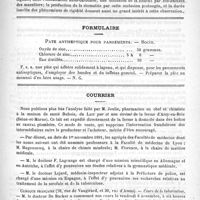 0703 - Page 695 - Académies et sociétés savantes. Société médicale des hôpitaux. Séance de 6 novembre / Formulaire. Pate antiseptique pour pansements. - Socin / Courrier / Clinique française (76, rue de Vaugirard, et 30, rue d'Assas)