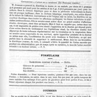 0727 - Page 719 - Académies et sociétés savantes. Société de chirurgie. Séance du 11 novembre 1891 / De quelques nouvelles médications. Contribution à l'action de la diurétine. (Les Nouveaux remèdes) / Formulaire. Injections contre l'ozène. - Sidlo / Courrier