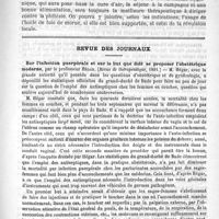 0733 - Page 725 - Hôpital Necker. - M. le Professeur Peter. Les causes de la tuberculose ; son traitement / Revue des journaux. Sur l'infection puerpérale et sur le but que doit se proposer l'obstétrique moderne, par le professeur Hégar. (Revue de thérapeutique, 1891) / Sur l'abus de la désinfection des organes génitaux externes chez les femmes bien portantes, par le Docteur C. Axmann. (Revue de thérapeutique, 1891)