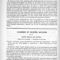 0736 - Page 728 - Sociétés savantes des départements. Société médicale de Reims (Année 1890-1891) / Académies et sociétés savantes. Société médicale des hôpitaux. Séance du 13 novembre