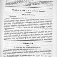 0741 - Page 733 - Comité de rédaction / Sommaire / Hôpital de la Pitié. - M. le Professeur Jaccoud. Sur un cas de coma / Feuilleton. Les inconstances de la justice vis-à-vis des médecins