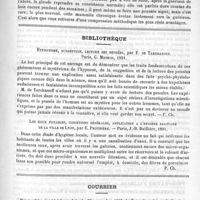 0823 - Page 815 - Revue des cliniques. Des abcès du sein, par M. le Professeur Duplay / Bibliothèque. Hypnotisme, suggestion, lecture des pensées, par F. de Tarchanoff. Paris, G. Masson, 1891 / Les eaux potables, conditions générales, application à l'hygiène sanitaire de la ville de Lyon, par E. Prothière. - Paris, J.-B. Baillière, 1891 / Courrier / Faculté de médecine de Paris