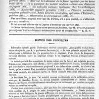 0853 - Page 845 - Bulletin. Les morts de la quinzaine : Bouchut, Féréol, Barthez, Léon Tripier / Revue des cliniques. Tuberculose cutanée guérie. Tuberculose viscérale consécutive. Adénopathie trachéo-bronchique et néphrite, par M. le Professeur Grancher