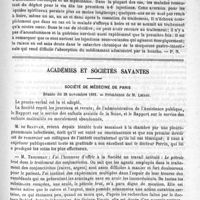 0857 - Page 849 - Revue des journaux. Angine érysipélateuse primaire par streptococcus, par le Docteur Barnabit. (Revue de laryngologie, 1891) / Alcoolisme chronique et dipsomanie ; emploi de la strychnine en injections sous-cutanées. (Le scalpel, 1891) / Académies et sociétés savantes. Société de médecine de Paris. Séance du 28 novembre 1891